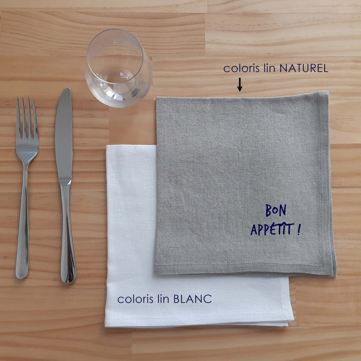 serviette table lin decoration éthique made in France "bon appetit" serigraphie petit prince environnement renaissance creation