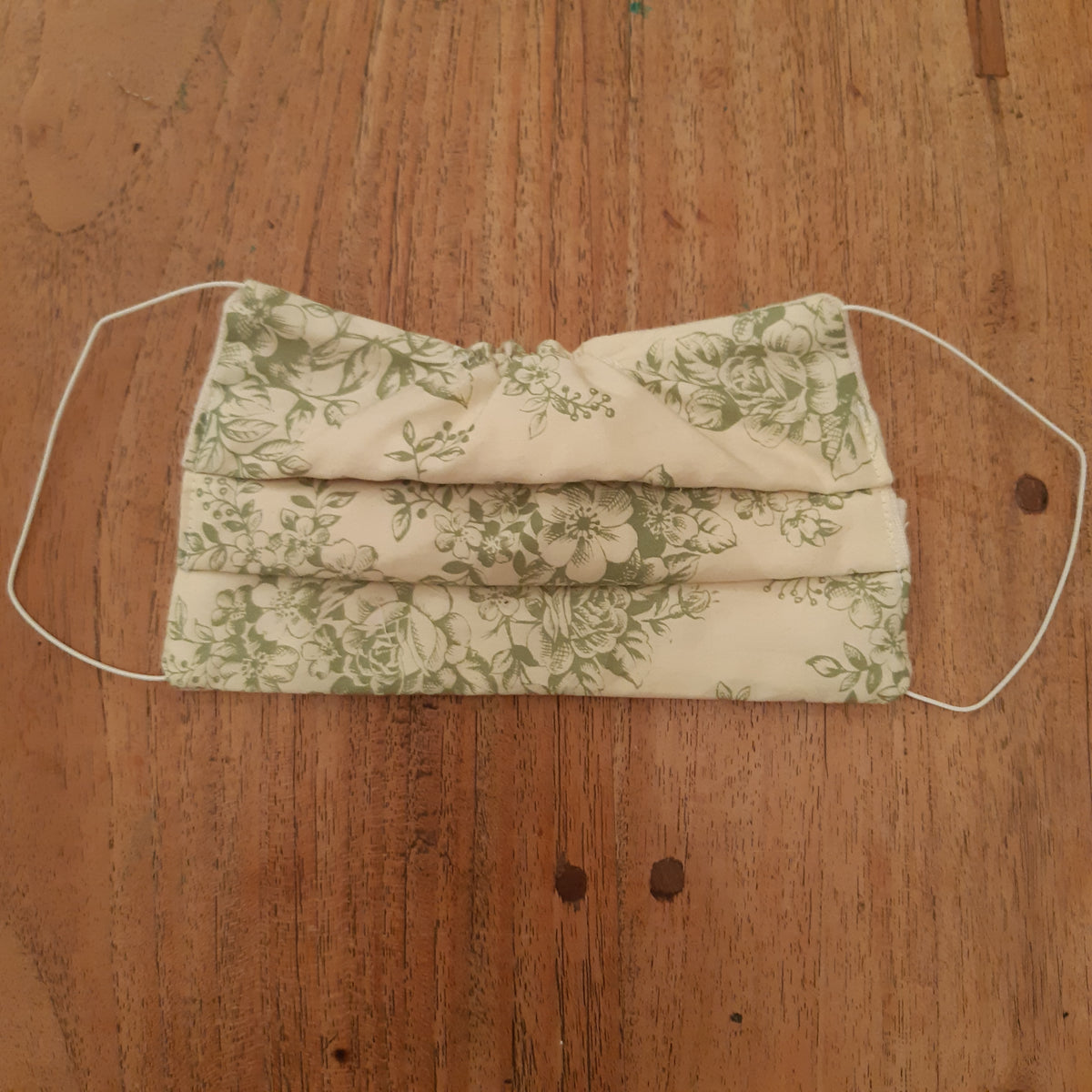masque protection coton elastique 2 plis fabrication artisanale france fleurs verts