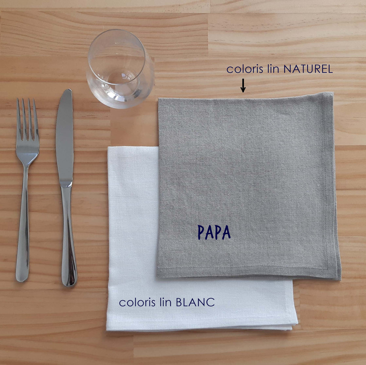 serviette "papa" table lin decoration éthique made in France sérigraphie environnement renaissance creation
